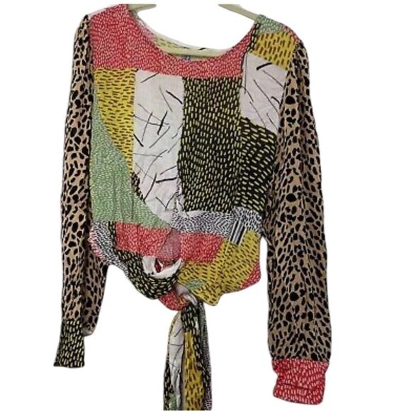 Anthropologie Bl-nk Leopard Patchwork Blouse S - Picture 4 of 9